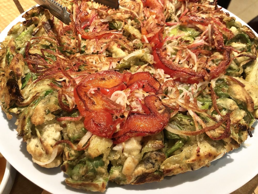 Seafood pancake with green onion